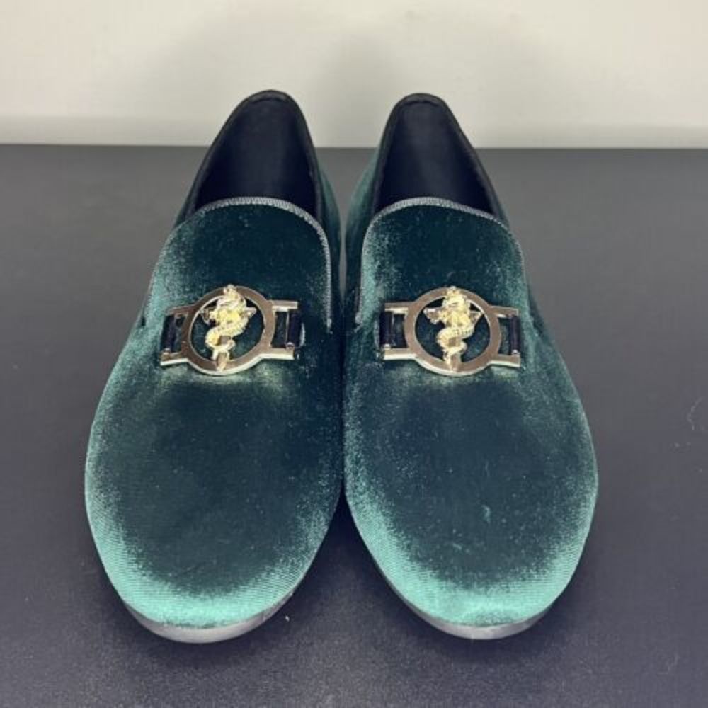 Harpelunde Medical Symbol Buckle Dress Shoes Green Velvet Loafers Men’s Size 10